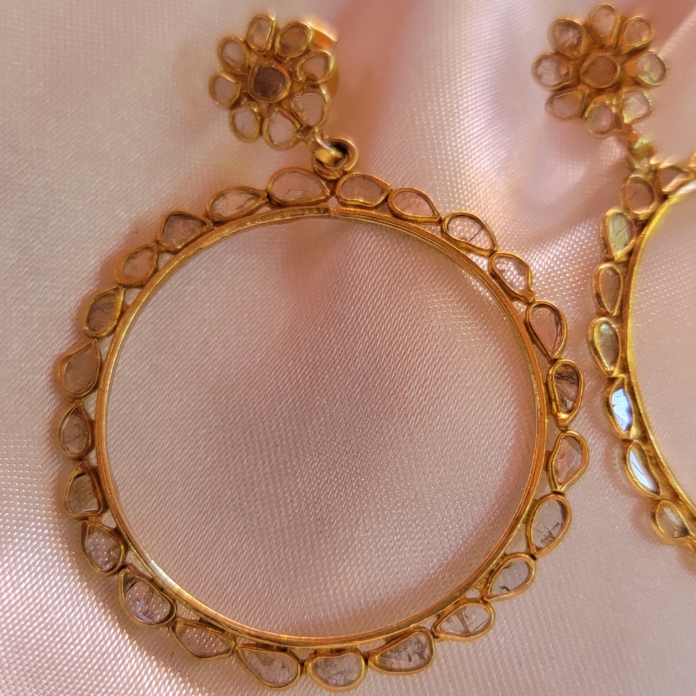 Diamond Slice Circle Drop Earrings - image 4